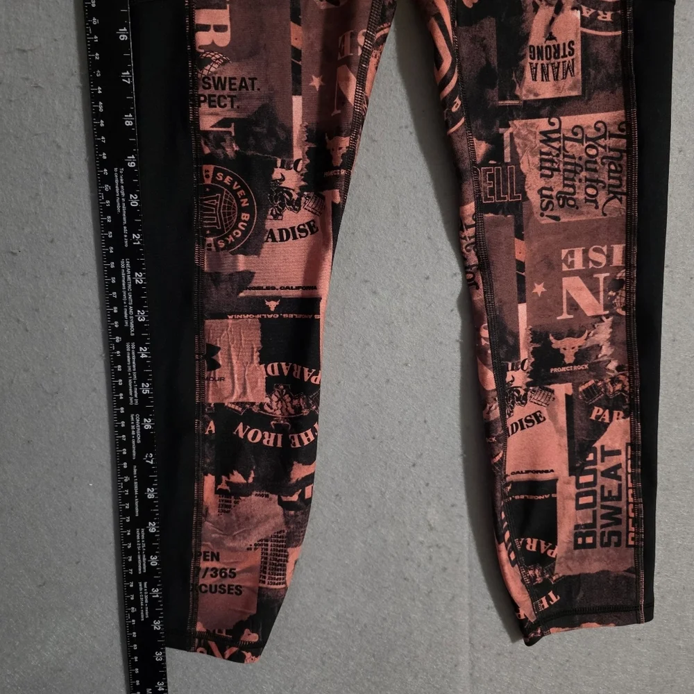 Under Armour Project Rock Womens HeatGear Print Ankle Leggings Size Medium